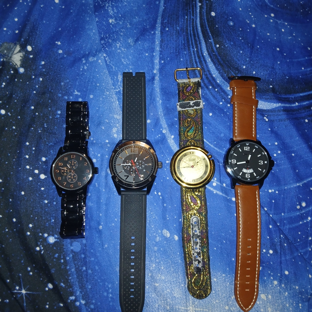 Lot of 4 Fashion Watches - Black, Gray, Gold, Brown